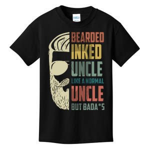 Bearded Inked Uncle Crazy Beard Tattooed Uncle Long Beards Uncle Kids T-Shirt