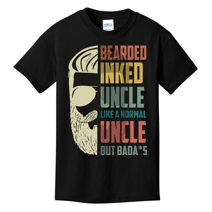 Bearded Inked Uncle Crazy Beard Tattooed Uncle Long Beards Uncle Kids T-Shirt