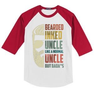 Bearded Inked Uncle Crazy Beard Tattooed Uncle Long Beards Uncle Kids Colorblock Raglan Jersey