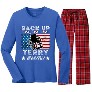 Back It Up Terry 4th Of July Put It In Reverse Fireworks Gift Women's Long Sleeve Flannel Pajama Set 