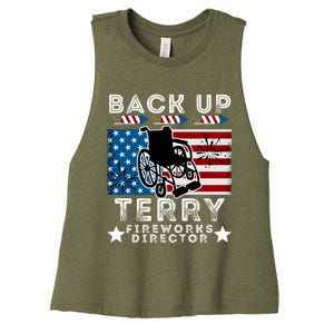 Back It Up Terry 4th Of July Put It In Reverse Fireworks Gift Women's Racerback Cropped Tank