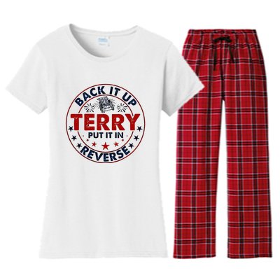 Back It Up Terry Put It In Reverse Firework 4th Of July Women's Flannel Pajama Set