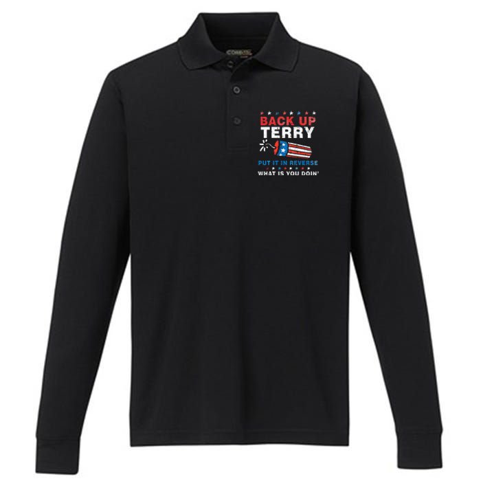 Back It Up Terry Put It In Reverse July 4th Fireworks Terry Performance Long Sleeve Polo