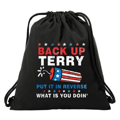 Back It Up Terry Put It In Reverse July 4th Fireworks Terry Drawstring Bag