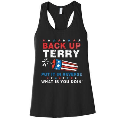 Back It Up Terry Put It In Reverse July 4th Fireworks Terry Women's Racerback Tank