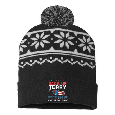 Back It Up Terry Put It In Reverse July 4th Fireworks Terry USA-Made Snowflake Beanie