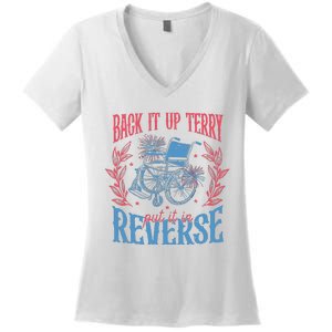 Back It Up Terry Put In Reverse 4th Of July Women's V-Neck T-Shirt