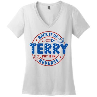 Back It Up Terry Put It In Reverse 4th Of July For Men Women Women's V-Neck T-Shirt