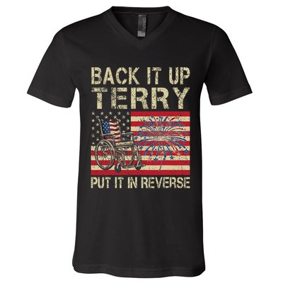 Back It Up Terry Put It In Reverse Firework Usa 4th Of July V-Neck T-Shirt