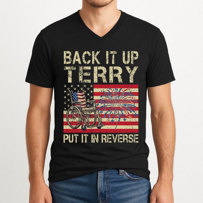 Back It Up Terry Put It In Reverse Firework Usa 4th Of July V-Neck T-Shirt