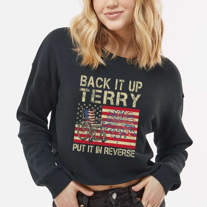 Back It Up Terry Put It In Reverse Firework Usa 4th Of July Cropped Pullover Crew