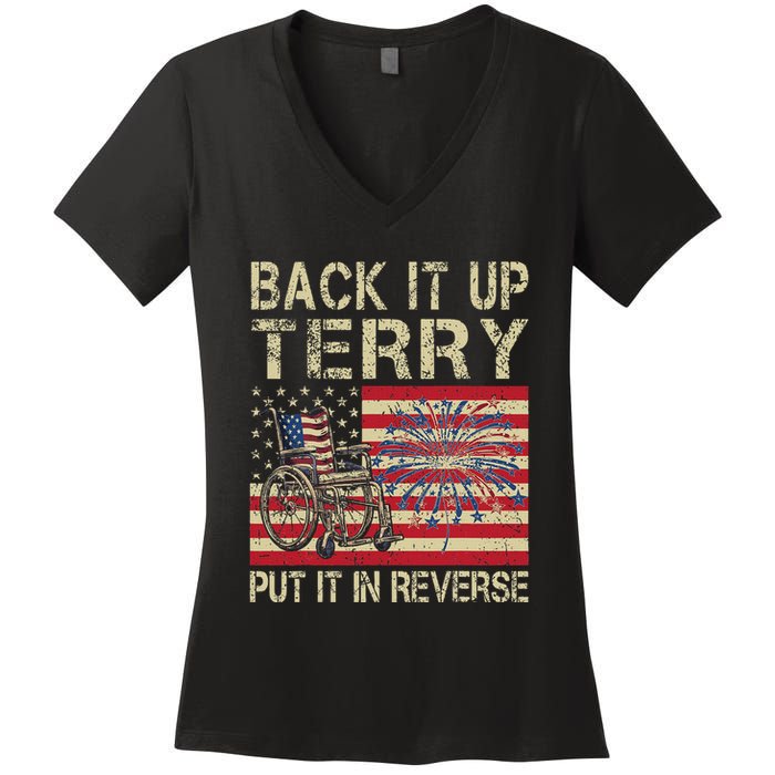 Back It Up Terry Put It In Reverse Firework Usa 4th Of July Women's V-Neck T-Shirt