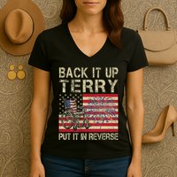 Back It Up Terry Put It In Reverse Firework Usa 4th Of July Women's V-Neck T-Shirt