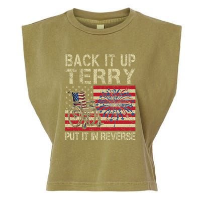 Back It Up Terry Put It In Reverse Firework Usa 4th Of July Garment-Dyed Women's Muscle Tee