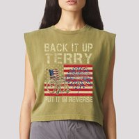 Back It Up Terry Put It In Reverse Firework Usa 4th Of July Garment-Dyed Women's Muscle Tee