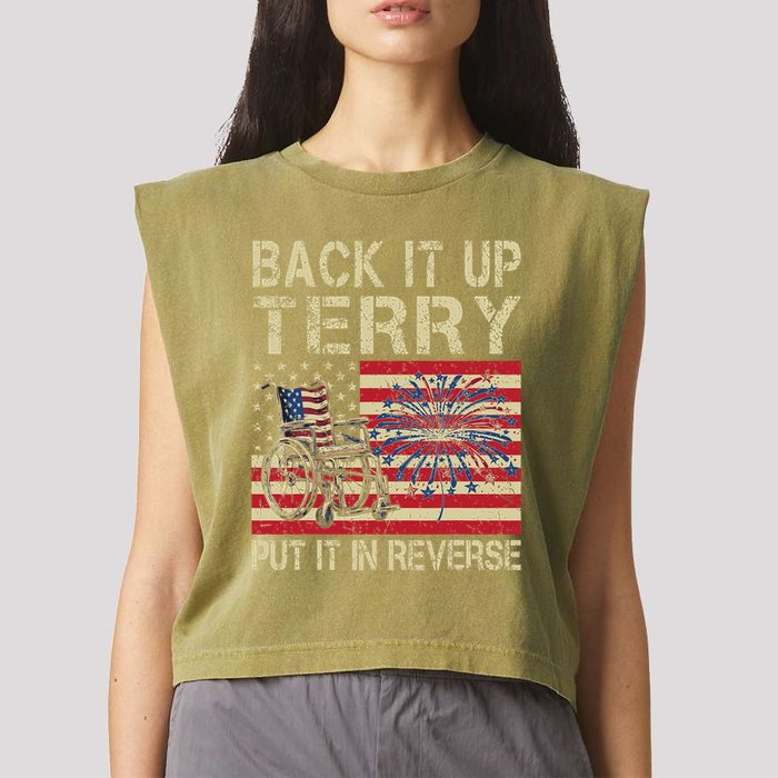 Back It Up Terry Put It In Reverse Firework Usa 4th Of July Garment-Dyed Women's Muscle Tee