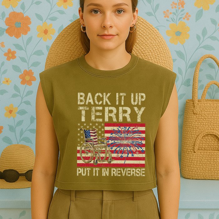 Back It Up Terry Put It In Reverse Firework Usa 4th Of July Garment-Dyed Women's Muscle Tee