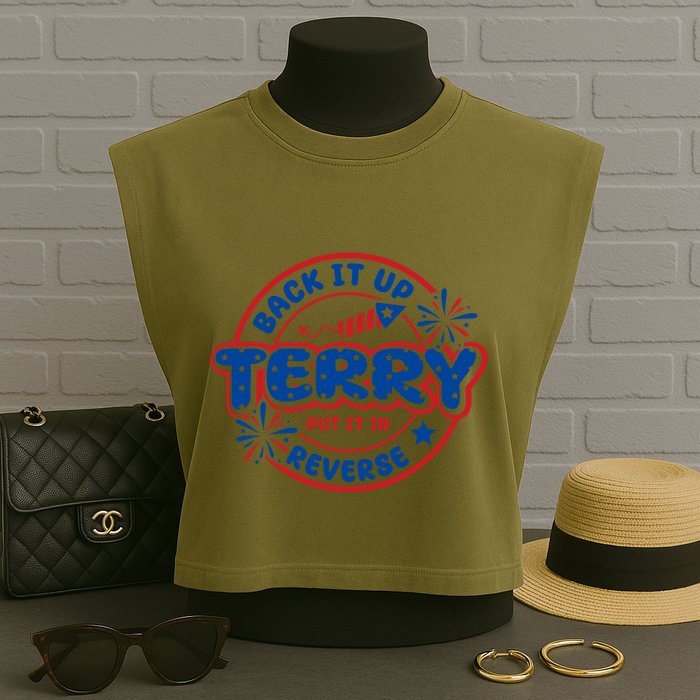 Back It Up Terry Put It In Reverse 4th Of July Fireworks Garment-Dyed Women's Muscle Tee