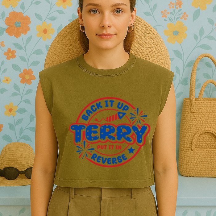 Back It Up Terry Put It In Reverse 4th Of July Fireworks Garment-Dyed Women's Muscle Tee