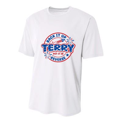 Back It Up Terry Put It In Reverse 4th Of July Fireworks Youth Performance Sprint T-Shirt