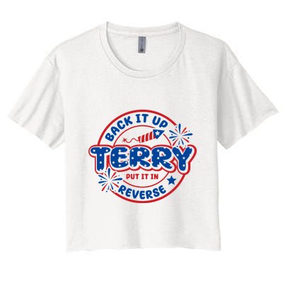 Back It Up Terry Put It In Reverse 4th Of July Fireworks Crop Top