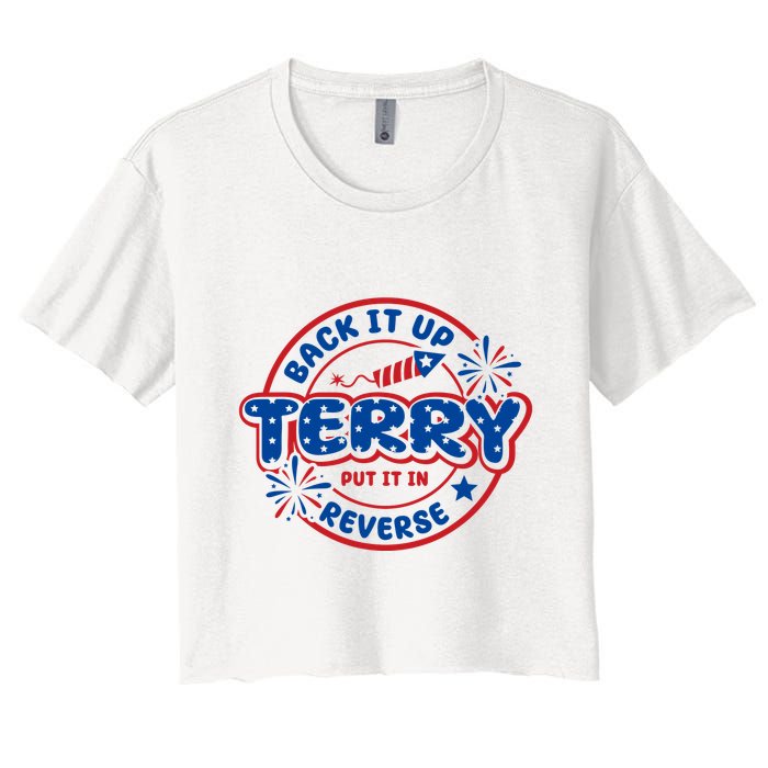 Back It Up Terry Put It In Reverse 4th Of July Fireworks Crop Top