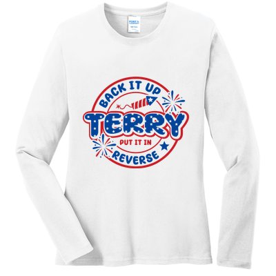 Back It Up Terry Put It In Reverse 4th Of July Fireworks Ladies Long Sleeve Shirt