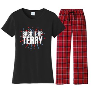 Back It Up Terry Funny 4th Of July Fireworks Women's Flannel Pajama Set