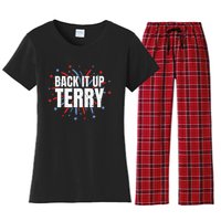 Back It Up Terry Funny 4th Of July Fireworks Women's Flannel Pajama Set