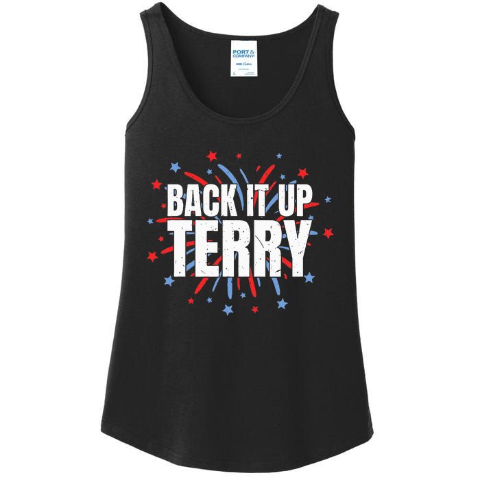 Back It Up Terry Funny 4th Of July Fireworks Ladies Essential Tank