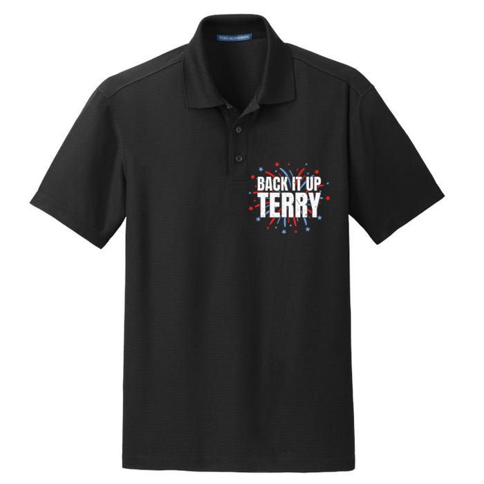 Back It Up Terry Funny 4th Of July Fireworks Dry Zone Grid Polo