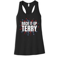 Back It Up Terry Funny 4th Of July Fireworks Women's Racerback Tank