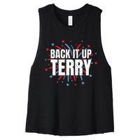 Back It Up Terry Funny 4th Of July Fireworks Women's Racerback Cropped Tank