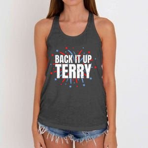 Back It Up Terry Funny 4th Of July Fireworks Women's Knotted Racerback Tank