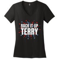 Back It Up Terry Funny 4th Of July Fireworks Women's V-Neck T-Shirt