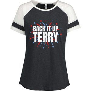 Back It Up Terry Funny 4th Of July Fireworks Enza Ladies Jersey Colorblock Tee