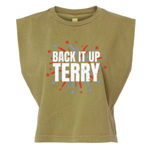 Back It Up Terry Funny 4th Of July Fireworks Garment-Dyed Women's Muscle Tee