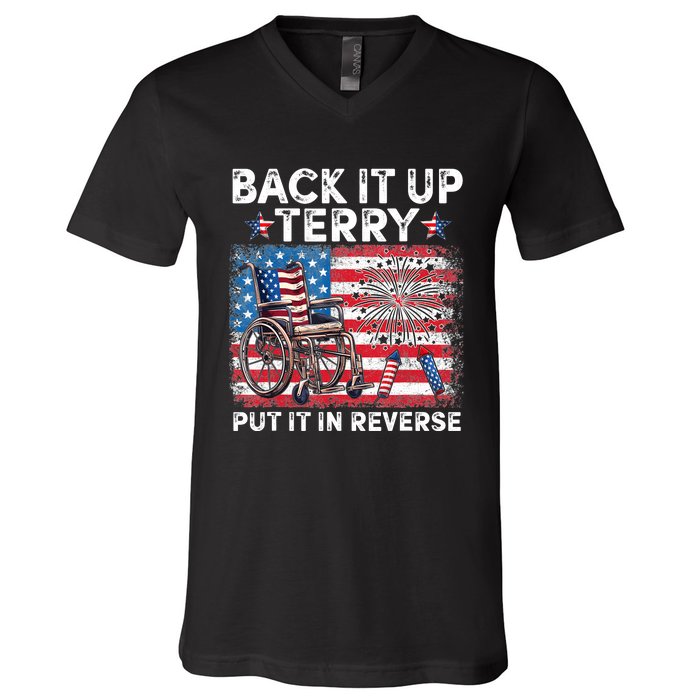 Back It Up Terry Put It In Reverse Firework 4th Of July V-Neck T-Shirt