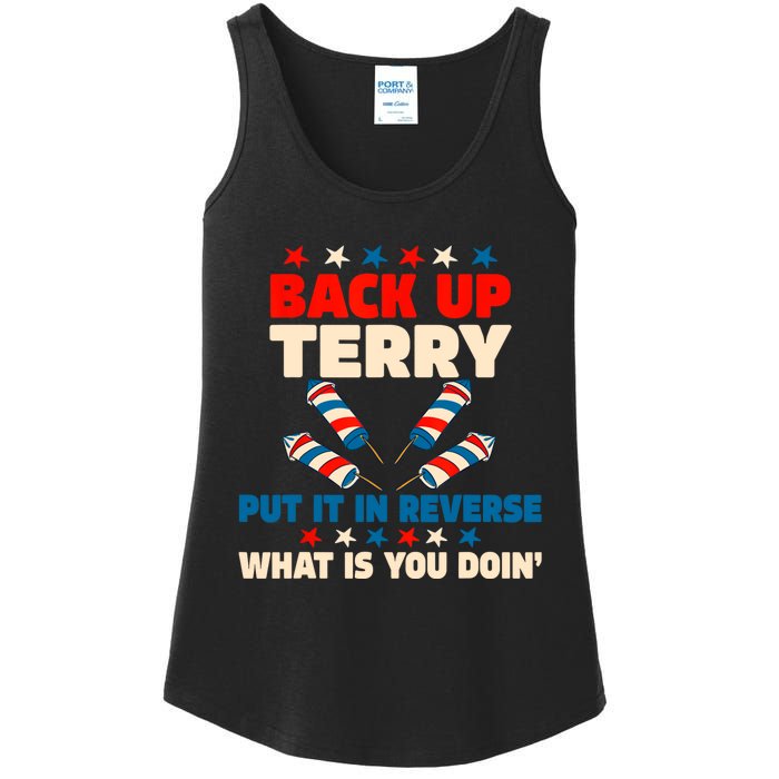 Back It Up Terry Put It In Reverse July 4th Fireworks Terry Ladies Essential Tank