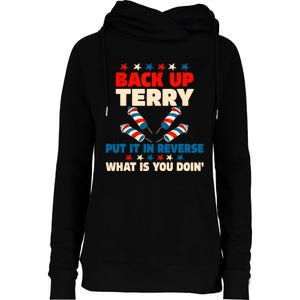 Back It Up Terry Put It In Reverse July 4th Fireworks Terry Womens Funnel Neck Pullover Hood