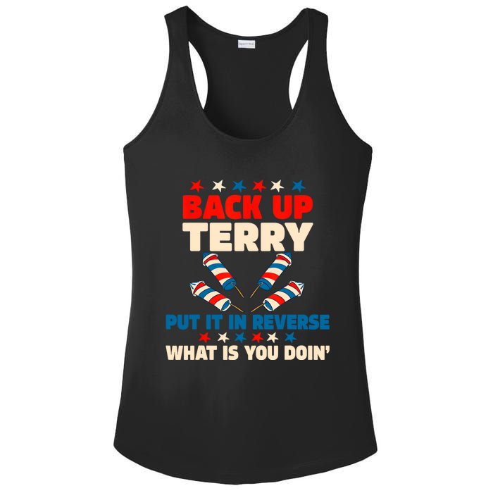 Back It Up Terry Put It In Reverse July 4th Fireworks Terry Ladies PosiCharge Competitor Racerback Tank