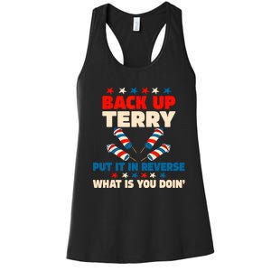 Back It Up Terry Put It In Reverse July 4th Fireworks Terry Women's Racerback Tank