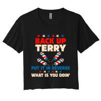 Back It Up Terry Put It In Reverse July 4th Fireworks Terry Women's Crop Top Tee