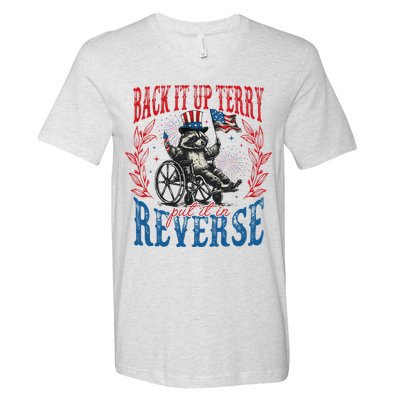 Back It Up Terry Put It In Reverse Funny Racoon 4th Of July V-Neck T-Shirt