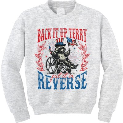 Back It Up Terry Put It In Reverse Funny Racoon 4th Of July Kids Sweatshirt