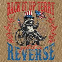Back It Up Terry Put It In Reverse Funny Racoon 4th Of July Cotton Canvas Backpack