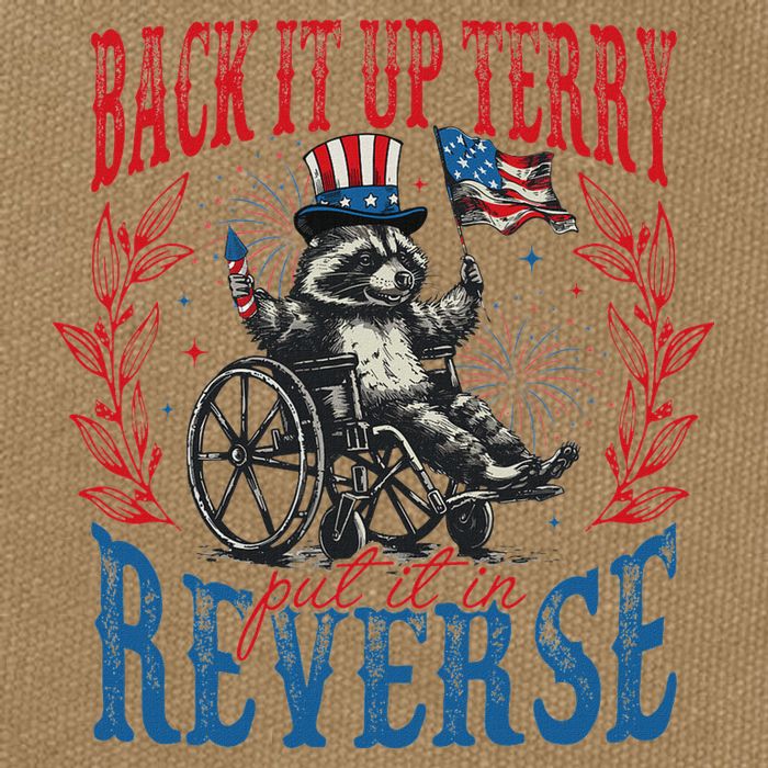 Back It Up Terry Put It In Reverse Funny Racoon 4th Of July Cotton Canvas Backpack