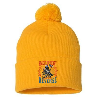 Back It Up Terry Put It In Reverse Funny Racoon 4th Of July Pom Pom 12in Knit Beanie