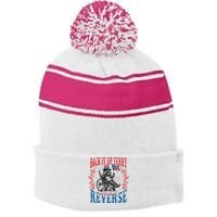 Back It Up Terry Put It In Reverse Funny Racoon 4th Of July Stripe Pom Pom Beanie