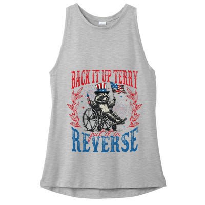 Back It Up Terry Put It In Reverse Funny Racoon 4th Of July Ladies PosiCharge Tri-Blend Wicking Tank